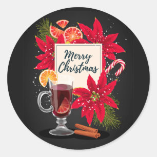 Frohe Weihnachten Glühwein Aufkleber
