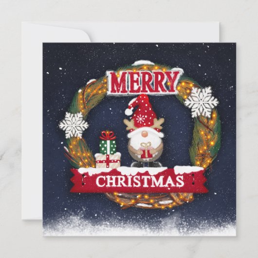 Frohe Weihnachten Gnom  Karte (Vorderseite)