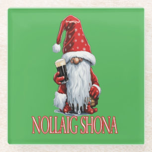 Frohe Weihnachten Gnom mit einem Glas Irisches Tro Glasuntersetzer