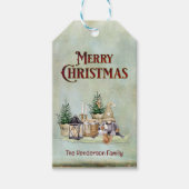 Frohe Weihnachten Gnome Picnic Rustikale Kabine Geschenkanhänger (Vorderseite)