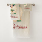 Frohe Weihnachten, Gnome, Pine Tree, Schneeflocken Badhandtuch Set (Insitu)