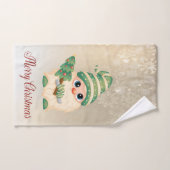Frohe Weihnachten, Gnome, Pine Tree, Schneeflocken Badhandtuch Set (Handtuch)
