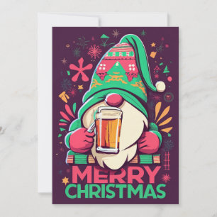 Frohe Weihnachten, Gnome trinken Weihnachtsgetränk Feiertagskarte