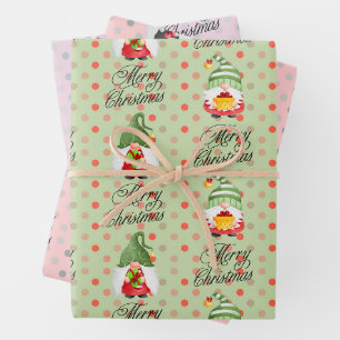 Frohe Weihnachten Gnome Und Punkte Geschenkpapier Set