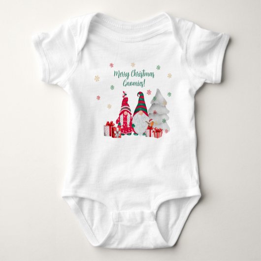 Frohe Weihnachten Gnomen! Zwei Gnomes mit Presents Baby Strampler (Vorderseite)