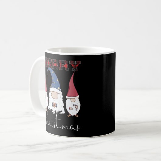 Frohe Weihnachten - Gnomes Coffee Lover Red Karier Kaffeetasse (Vorderseite Links)