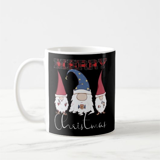 Frohe Weihnachten - Gnomes Coffee Lover Red Karier Kaffeetasse (Links)