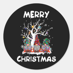 Frohe Weihnachten Gnomes Fun Xmas Familie Männer F Runder Aufkleber
