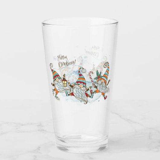 Frohe Weihnachten Gnomes Glass Glas (Vorderseite)