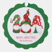Frohe Weihnachten Gnomes Green Ornament Karte (Rückseite)