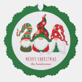 Frohe Weihnachten Gnomes Green Ornament Karte (Vorderseite)