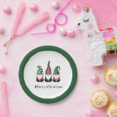 Frohe Weihnachten Gnomes Green Pappteller (Party)