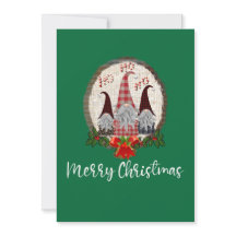 Frohe Weihnachten Gnomes Green Rustic, Trendy