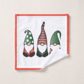 Frohe Weihnachten Gnomes Red Badhandtuch Set (Waschlappen)