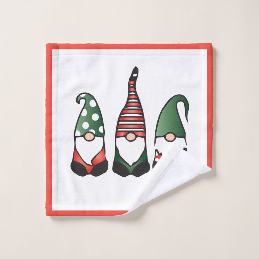 Frohe Weihnachten Gnomes Red Badhandtuch Set (Waschlappen)