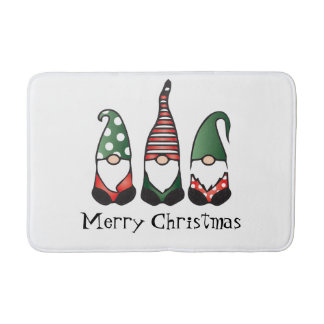 Frohe Weihnachten Gnomes Red Green Badematte