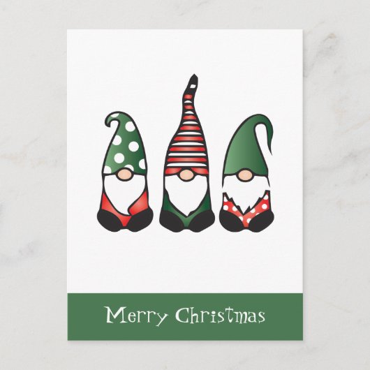 Frohe Weihnachten Gnomes Red Green Postkarte (Vorderseite)