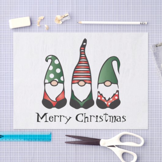 Frohe Weihnachten Gnomes Red Green Seidenpapier (Handwerk)