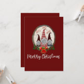 Frohe Weihnachten Gnomes Rot Rustikale, Trendy Car Karte (Vorderseite/Rückseite Beispiel)