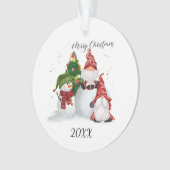 Frohe Weihnachten Gnomes Snowman Ornament (Vorderseite)