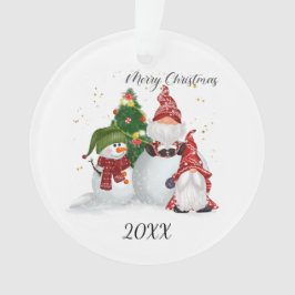 Frohe Weihnachten Gnomes Snowman Ornament