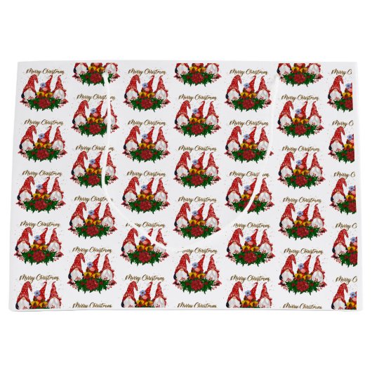 Frohe Weihnachten Gnomes Trendy Adorable Holiday Große Geschenktüte (Vorderseite)