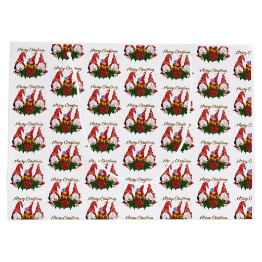 Frohe Weihnachten Gnomes Trendy Adorable Holiday Große Geschenktüte (Rückseite)