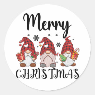 Frohe Weihnachten Gnomies Weihnachts-Gnome Runder Aufkleber