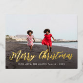 Frohe Weihnachten Gold 1 Foto Feiertag Gruß (Vorderseite)