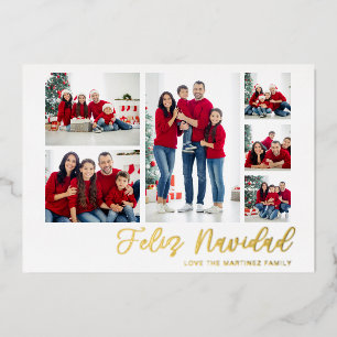 Frohe Weihnachten Gold 6 Foto Folieneinladung