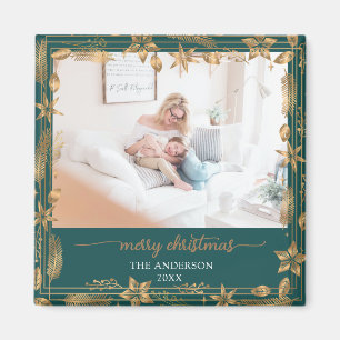 Frohe Weihnachten Gold Arch Elegantes Foto Magnet