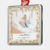 Frohe Weihnachten Gold Arch Elegantes Foto Ornament Aus Metall (Links)