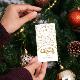 Frohe Weihnachten Gold Arch Weiß elegant modern Geschenkanhänger