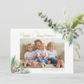 Frohe Weihnachten Gold Berries Foto Weihnachten (Stehend Vorderseite)