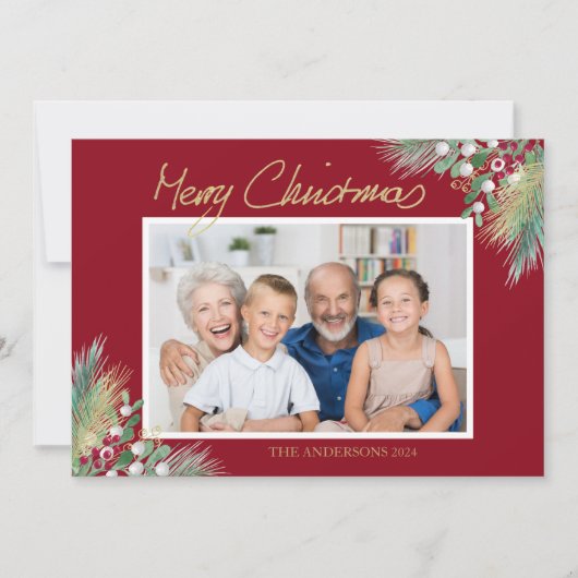 Frohe Weihnachten Gold Berries Foto Weihnachten (Vorderseite)