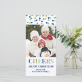 Frohe Weihnachten Gold Blue Confetti Foto (Stehend Vorderseite)