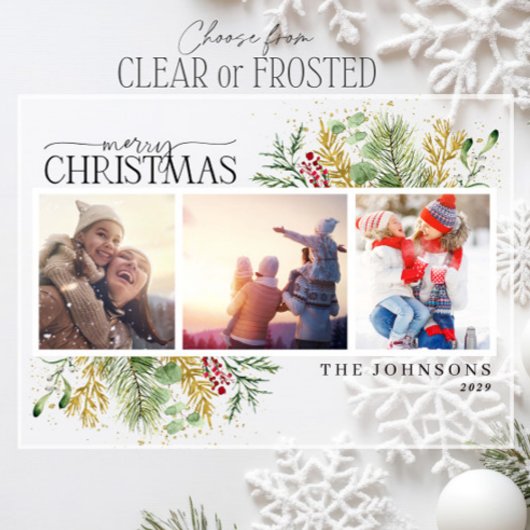 Frohe Weihnachten Gold Botanischer Foto Urlaub Acryleinladungen