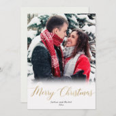 Frohe Weihnachten Gold, einfache weiße Fotokarte (Vorne/Hinten)