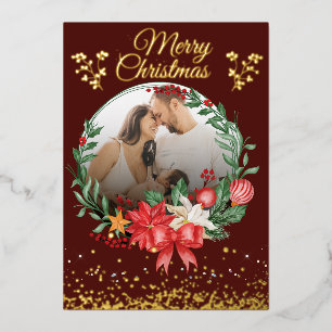 Frohe Weihnachten Gold für Vater, Mama Folien Feiertagskarte