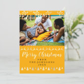 Frohe Weihnachten Gold Gelb Foto Happines (Stehend Vorderseite)