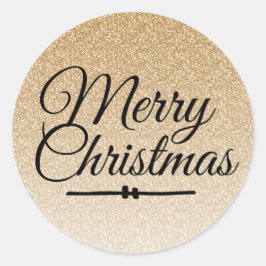 Frohe Weihnachten Gold Glitzer Ombre Umschlag Aufk Runder Aufkleber