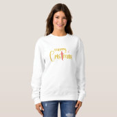 Frohe Weihnachten Gold Glitzer Rotes Christliches Sweatshirt (Vorne ganz)