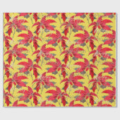 Frohe Weihnachten Gold Glitzer Script Blumengelb Geschenkpapier (Flach)