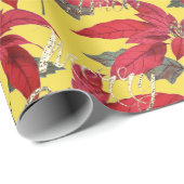 Frohe Weihnachten Gold Glitzer Script Blumengelb Geschenkpapier (Rolleneckpunkt)