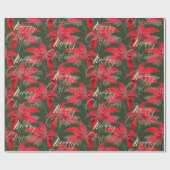 Frohe Weihnachten Gold Glitzer Script floral Green Geschenkpapier (Flach)