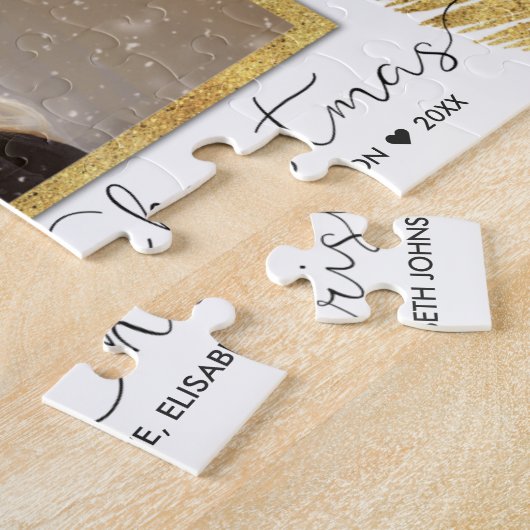 Frohe Weihnachten Gold Glitzer Script Foto - Puzzl Puzzle (Seite)