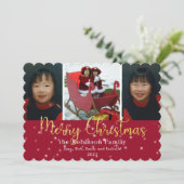 Frohe Weihnachten Gold Glitzer und Sterne 3 Foto (Stehend Vorderseite)