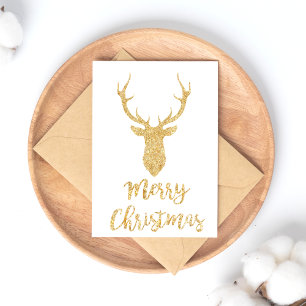 Frohe Weihnachten - Gold Glitzer Weihnachten Hirsc