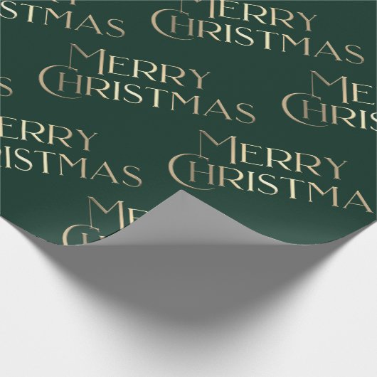 Frohe Weihnachten Gold & Green Embossed Gradient 3 Geschenkpapier (Ecke)