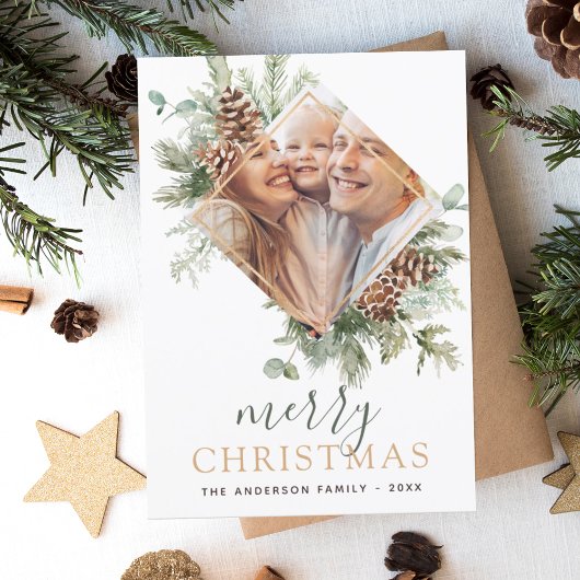 Frohe Weihnachten Gold Greenery Foto Holiday